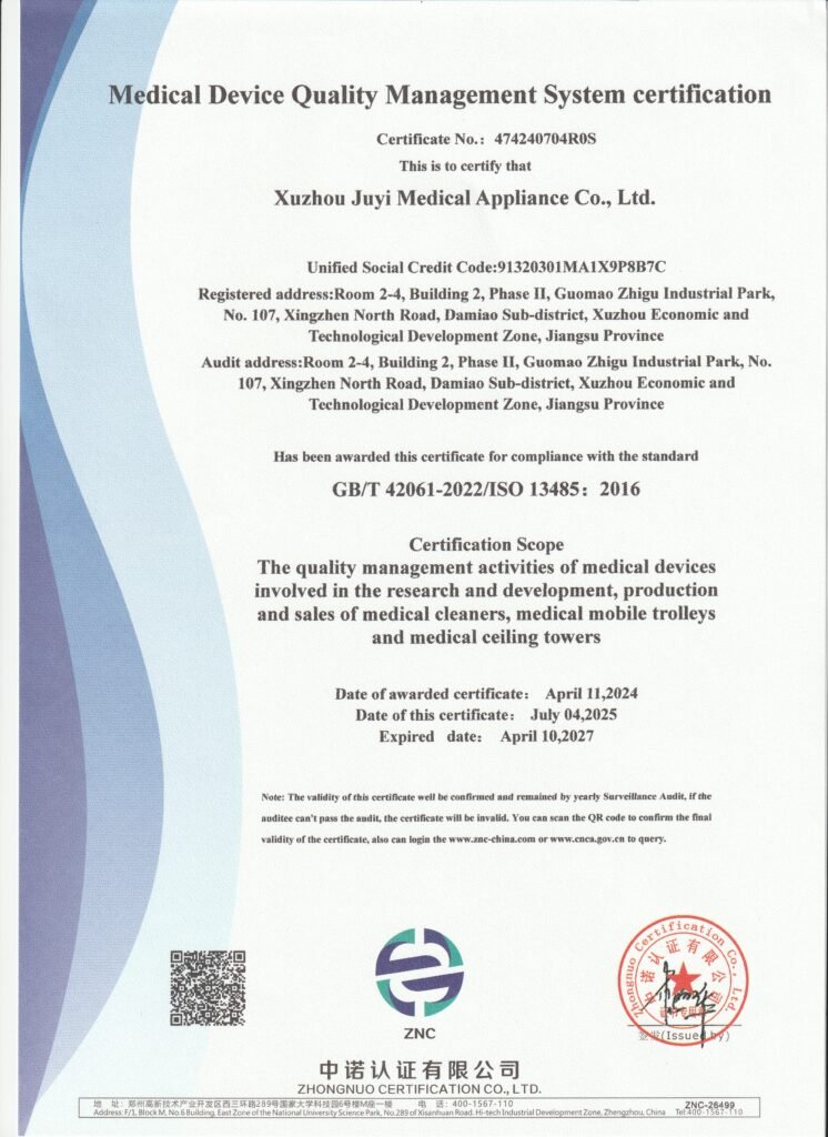 juyimedtech ISO 13485 Certifications