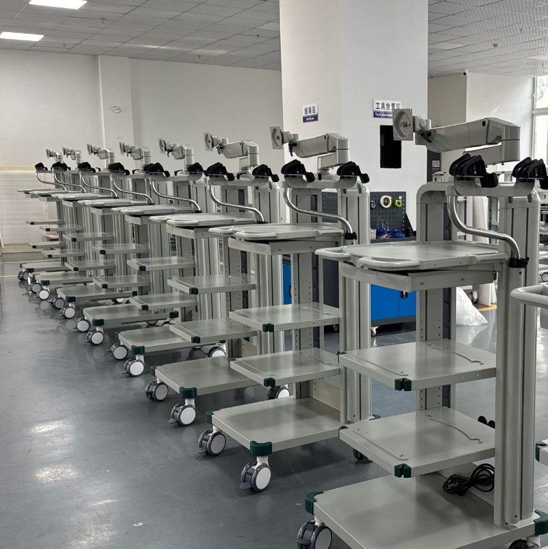 finished medical cart products ready after assembly in Juyi Medical factory
