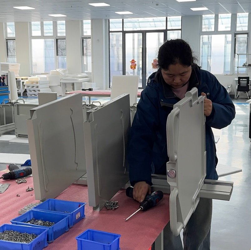 work surface installation process for medical cart assembly by Juyi Medical