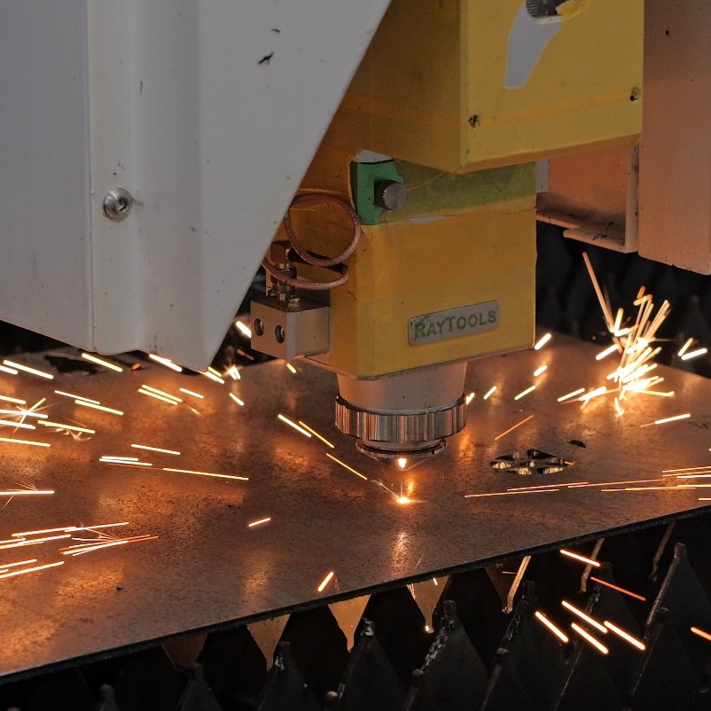 medical cart laser cutting process in manufacturing by Juyi Medical factory