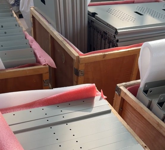 packing process for medical cart products ready for shipment by Juyi Medical