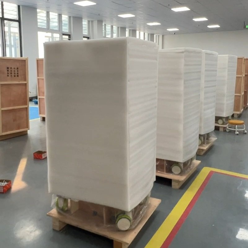 medical cart anti-collision foam packaging for shock protection during transportation by Juyi Medical