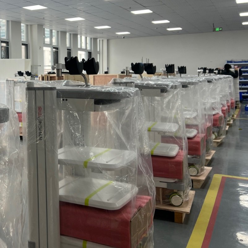 medical cart protective packaging with plastic cover and secure wrapping by Juyi Medical for safe transportation