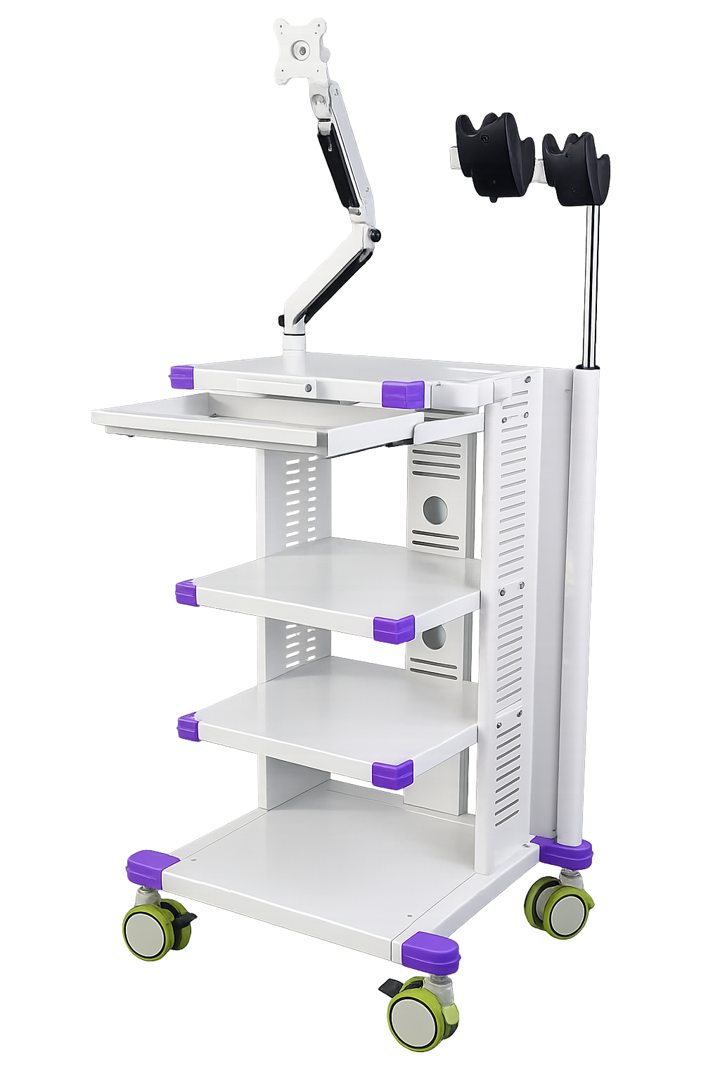 JY-15 hospital medical endoscopy cart by Juyi Medical with monitor arm and multi-layer storage shelves
