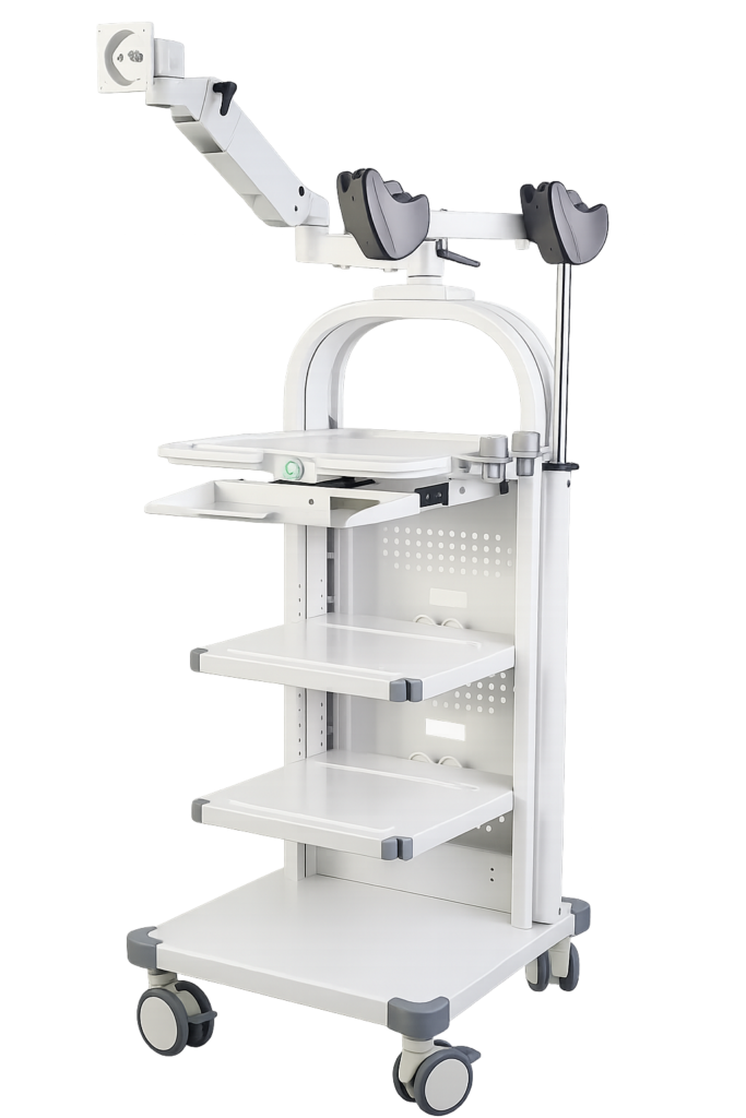 JY-1818 medical endoscopy cart by Juyi Medical with monitor arm and endoscope holder for hospital use