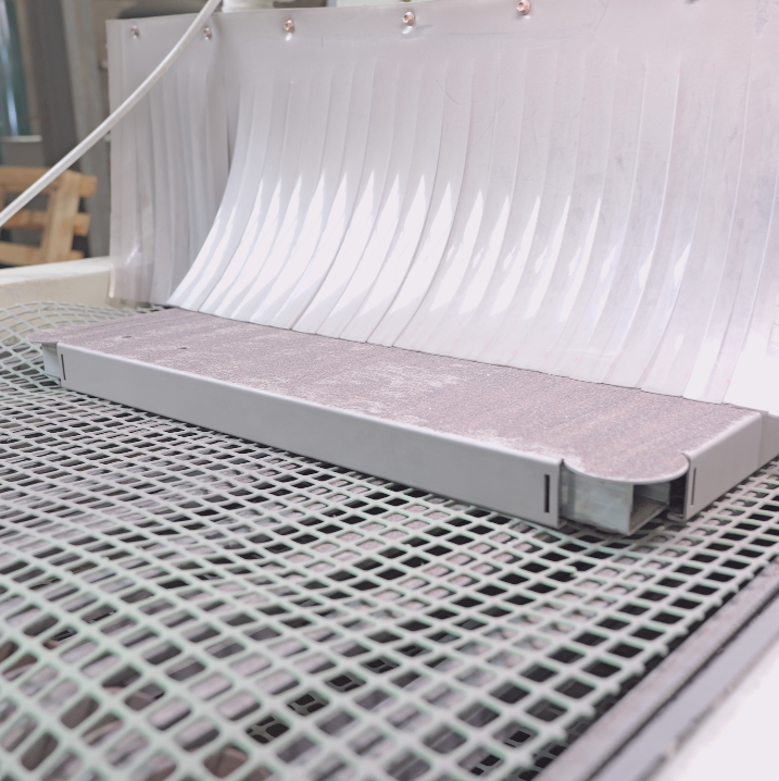 Medical cart sandblasting surface preparation before powder coating