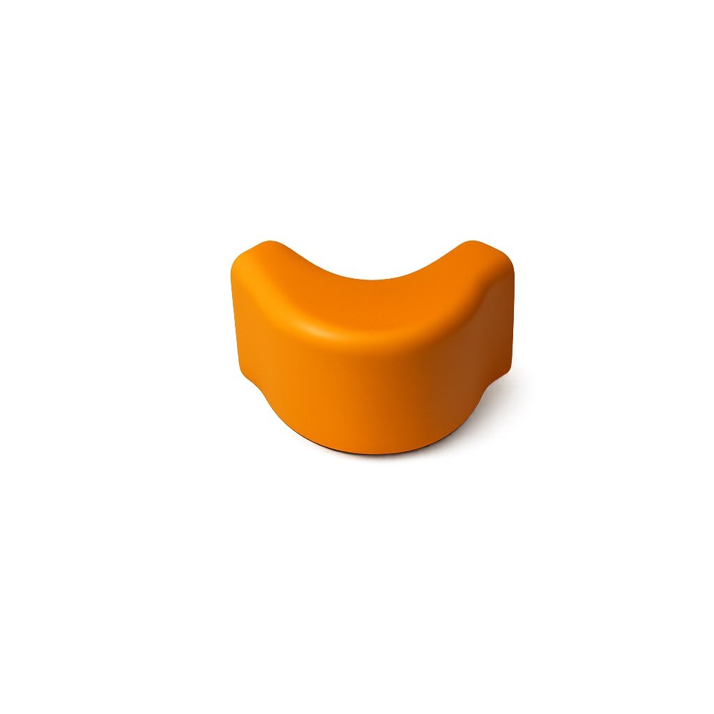 Orange silicone injection molded base corner guard model 1818 for medical cart impact absorption